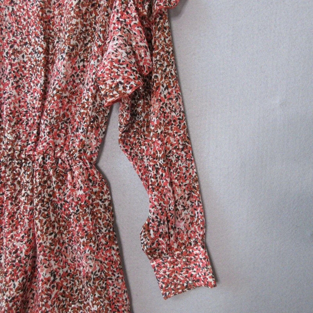 Sabina Musayev Pink and Brown Floral Ruffled Wrap Dress - Picture 6 of 14